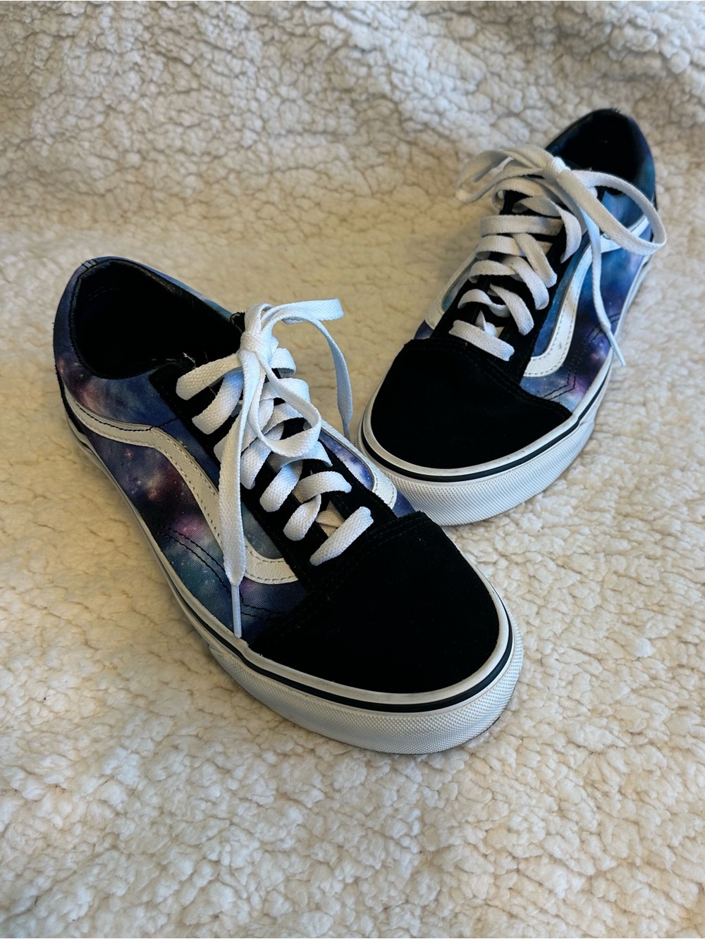 Vans Women's Galaxy-Print Lace-Up Sneakers - Black, White & Purple